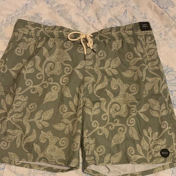 RVCA Other - RVCA Olive Leaf Print Swim Shorts